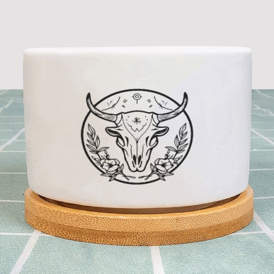 Cow Skull Boho Plant Pots