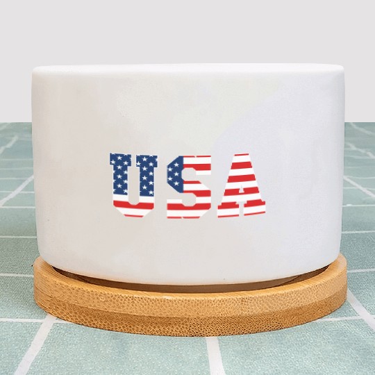 Usa Patriotic American Flag Red White Blue Plant Pots