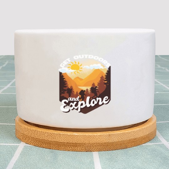 Get Outdoors And Explore Hiking Nature Vintage Plant Pots