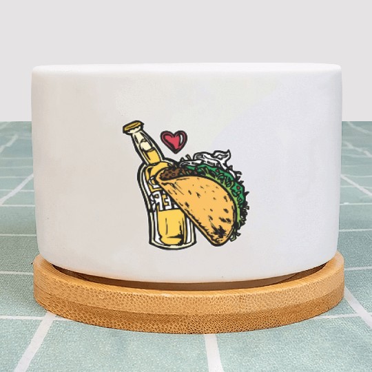 Tacos Funny Cute Taco Lover Cool Mexican Beer Plant Pots