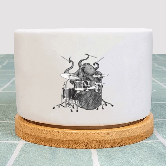 Octopus Playing Drums Drummer Ocean Creature Band Plant Pots