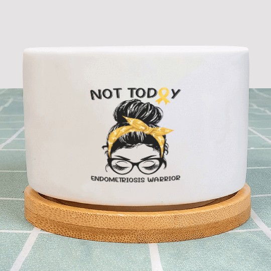 Endometriosis Warrior Messy Bun Yellow Ribbon Plant Pots
