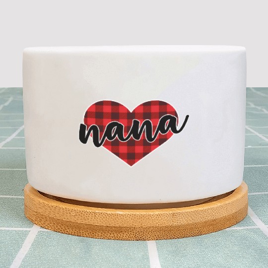 Nana Buffalo Plaid Heart Cozy Winter Pattern Plant Pots