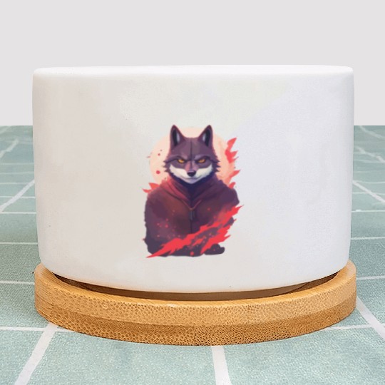 Ninja Style: The Cute Wolf Face with a Twist of Me Plant Pots