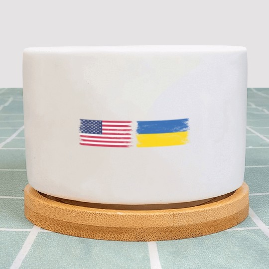 Ukrainian American Flag Ukraine Usa America Roots Plant Pots