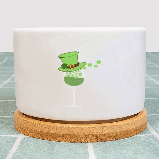 Shamrock Wine Glass St Patrick Day Irish For - Plant Pots