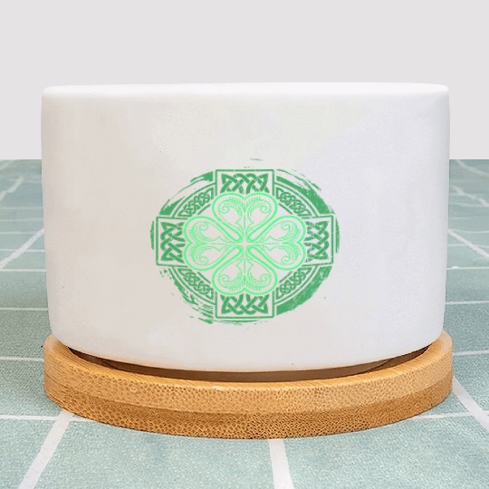 Celtic Knot Irish Shamrock Three Leaf Clover St Plant Pots