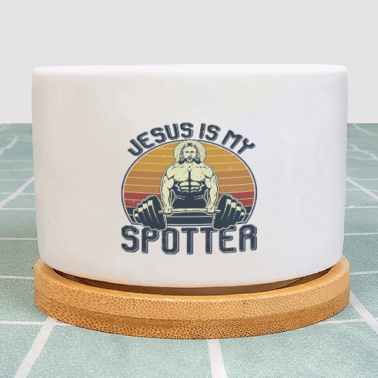 Jesus Is My Spotter Christian Weightlifting Gym Plant Pots