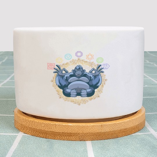 Chakras Meditating Gorilla Ape Monkey Plant Pots