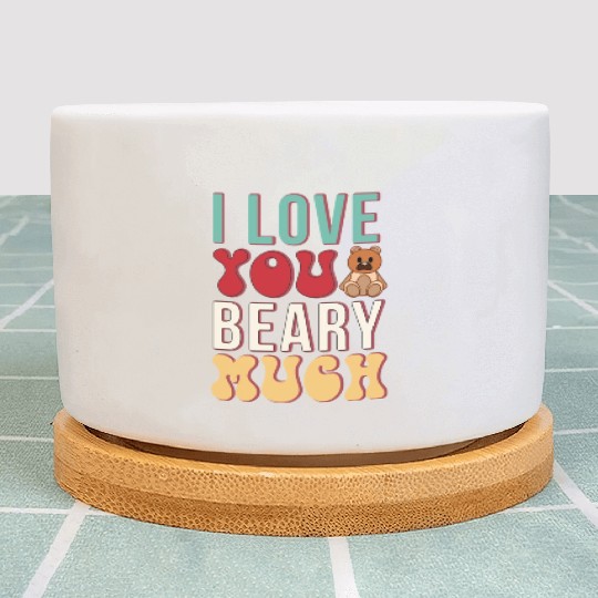 I Love You Beary Much Retro Sublimation Valentine Plant Pots