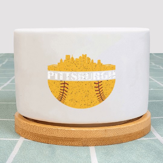Pittsburgh Baseball Cityscape Distressed Novelty Plant Pots