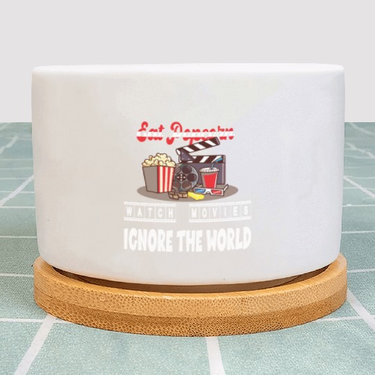 Eat Popcorn Watch Movie Ignore The World Plant Pots