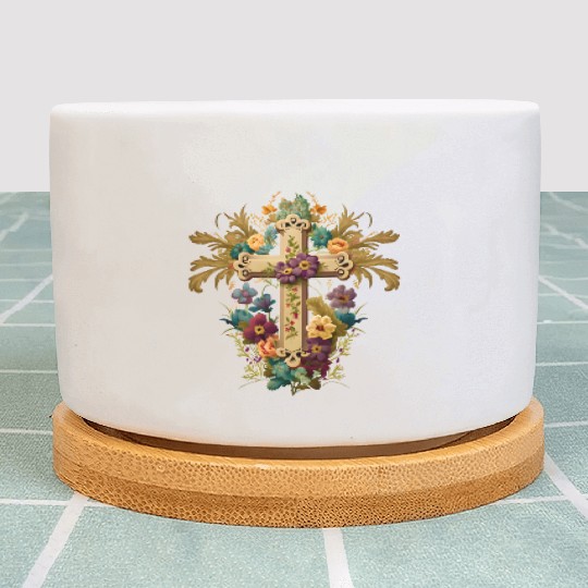 Jesus Cross Painting Plant Pots