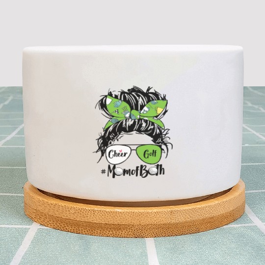 Cheer Golf Mom Of Both Messy Bun Hair Glasses Plant Pots