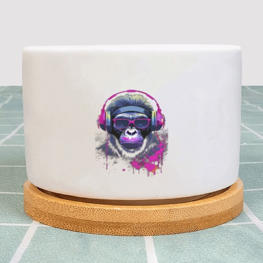 Graffiti Inspired Chimpanzee Ink & Paint Splatters Plant Pots