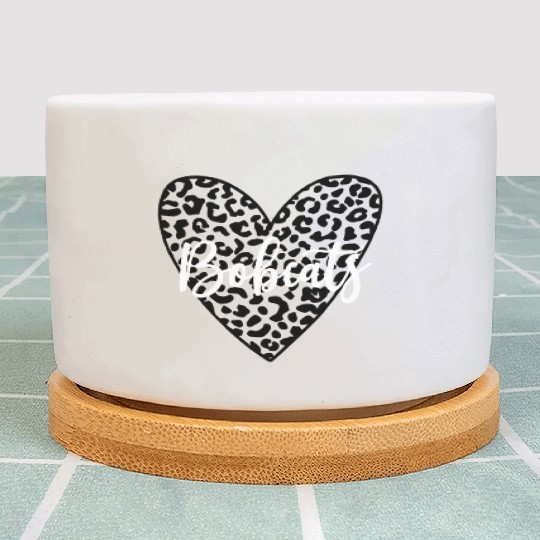 Bobcats School rit Mascot Leopard Heart Game Day Plant Pots