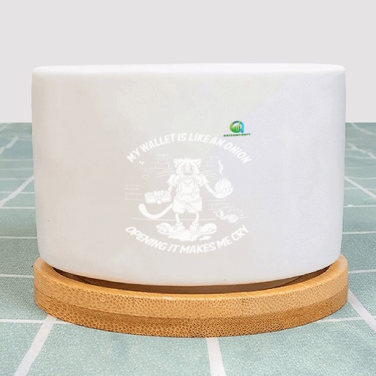 Financial Humor Plant Pots: Crying Onion Wallet - White