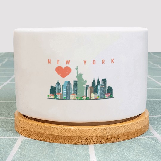 New York City Nyc Skyline Heart Distressed Style Plant Pots