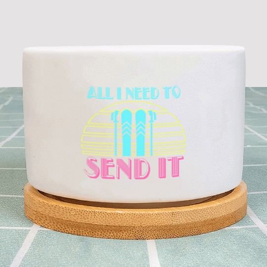 Retro Neon Send It Skiing Freestyle Skiers Ski Plant Pots