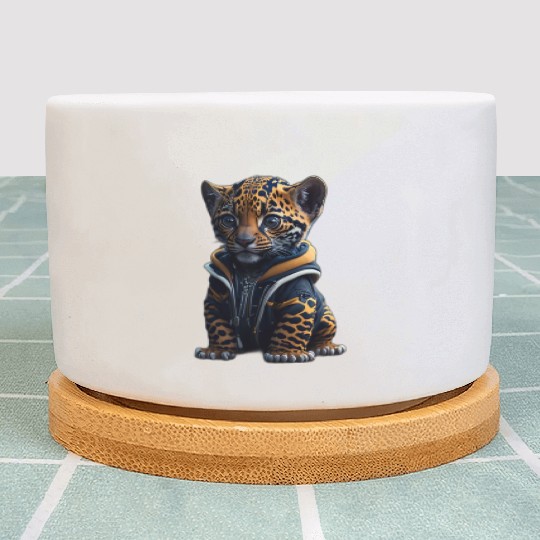 A cute tiny hyper realistic baby jaguar Plant Pots