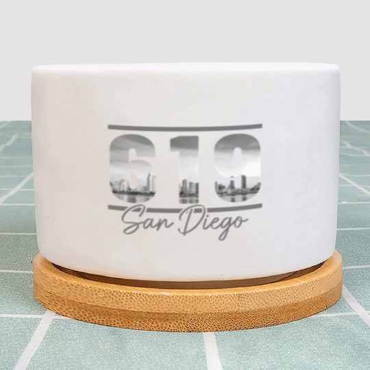 San Diego 619 Area Code Vintage yline Plant Pots