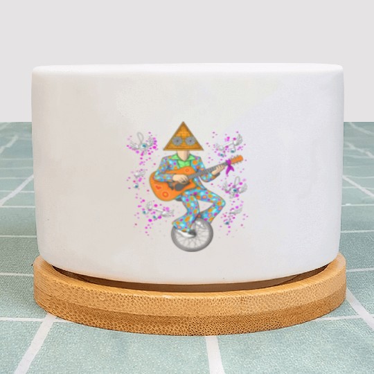 Psychedelic Hippie Pyramid Playing Guitar Music Plant Pots