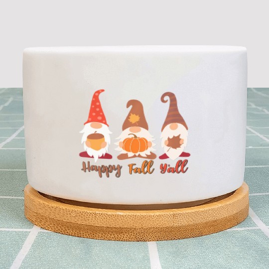 Happy Fall Y'all Gnome Pumpkin Acorn Autumn Plant Pots