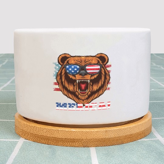 Merica Independence Day American Bear USA Party Plant Pots