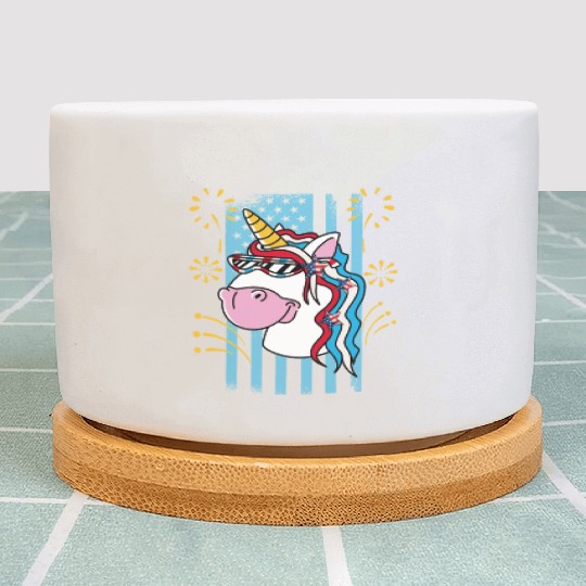 Independence Day Americorn Unicorn USA Party Plant Pots