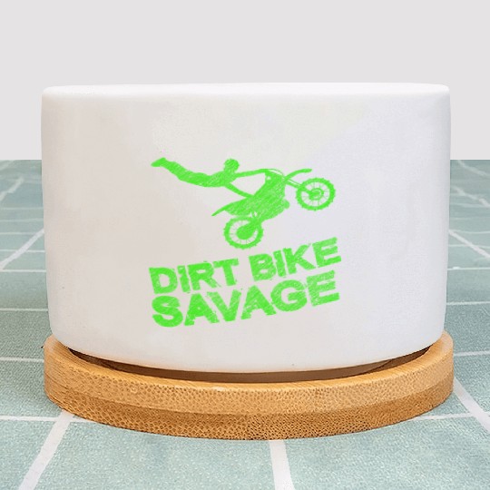 Dirt Bike Savage Motocross Distressed Youth Rider Plant Pots
