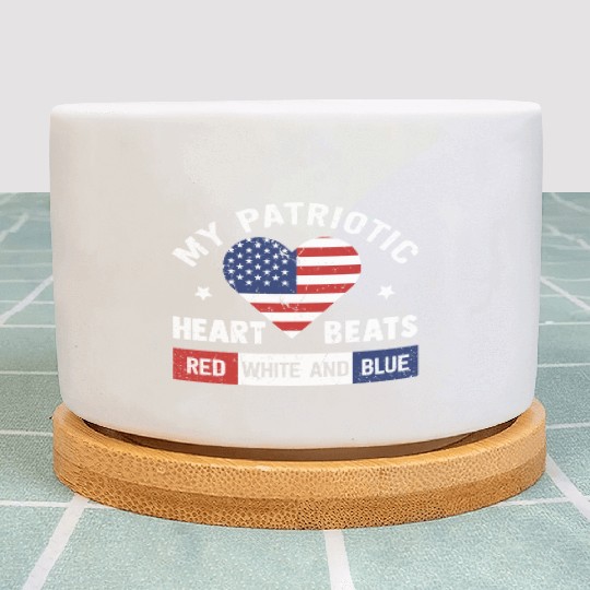 My Patriotic heart red white blue 4th of July Plant Pots