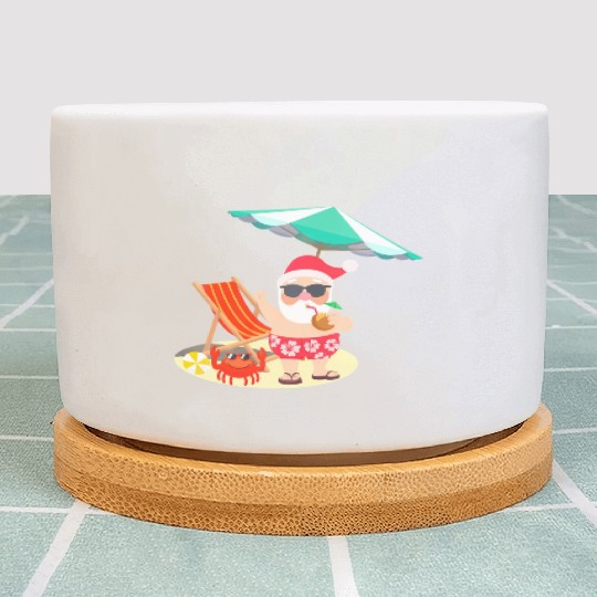 Santa Claus Beach Funny Summer Christmas In July Plant Pots