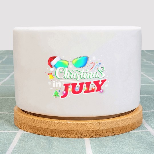 Christmas in July Santa Hat Sunglasses Summer Plant Pots