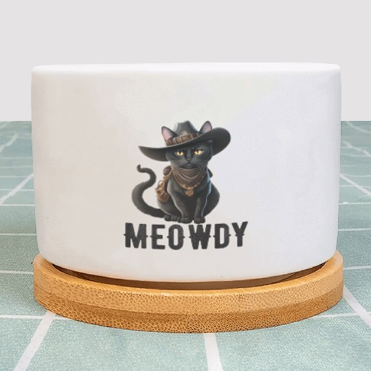 Meowdy Cat Cory Music Kitten Cowboy Plant Pots