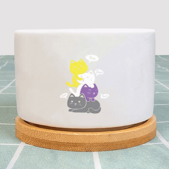 Nonbinary They Their Them Meow Non-Binary Flag Plant Pots