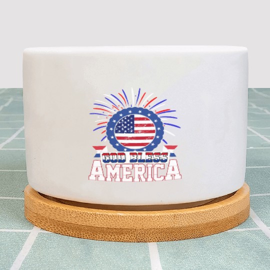 God Bless America Independence Day USA Patriot Plant Pots
