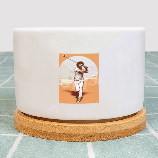 Golfer Afro Man Golf Player African American Plant Pots