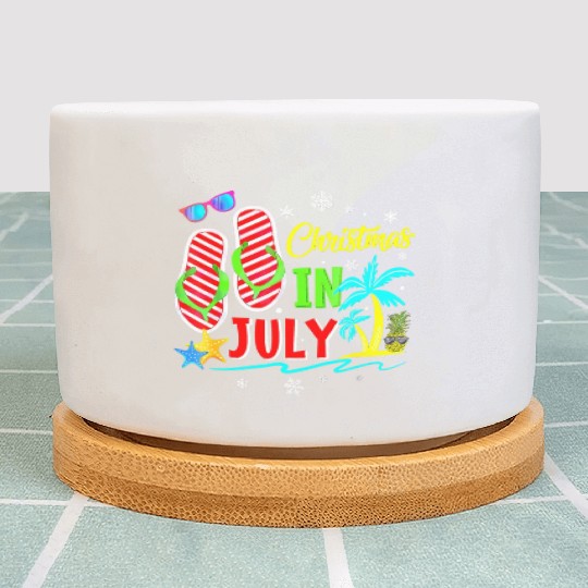 Christmas In July Flip Flops Funny Beach Summer Plant Pots