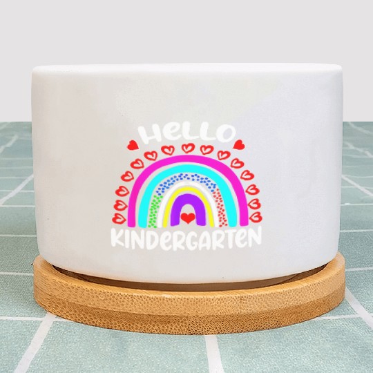 Hello Kindergarten Rainbow Heart Back To School Plant Pots