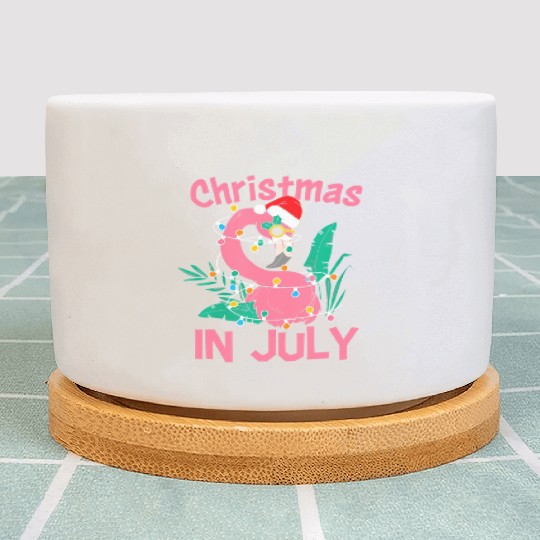Funny Summer Beach Vacation Christmas In July Plant Pots