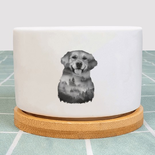 Dog Illustration Golden Retriever Dog Owner Dog Plant Pots