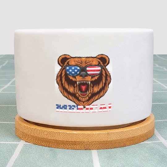 Merica Independence Day American Bear USA Party Plant Pots