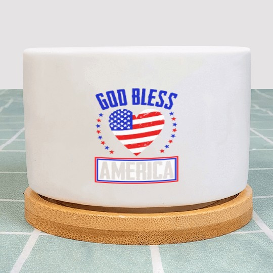 God Bless America Independence Day USA Patriot Plant Pots