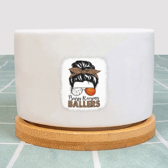 Volleyball And Baetball Mom Messy Bun Busy Plant Pots