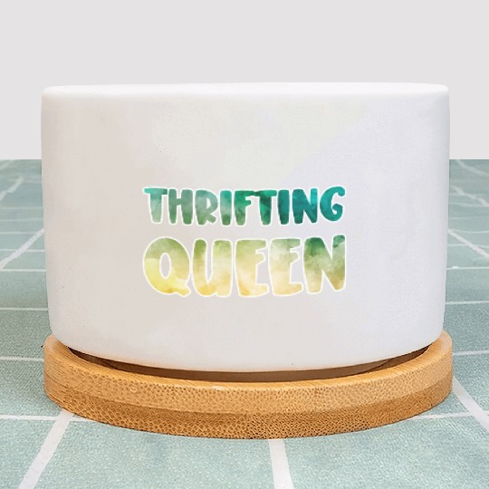 Thrifting Queen green yellow watercolor Plant Pots