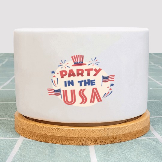 Party In The Usa Hot Dog Love Funny Fourth Of July Plant Pots