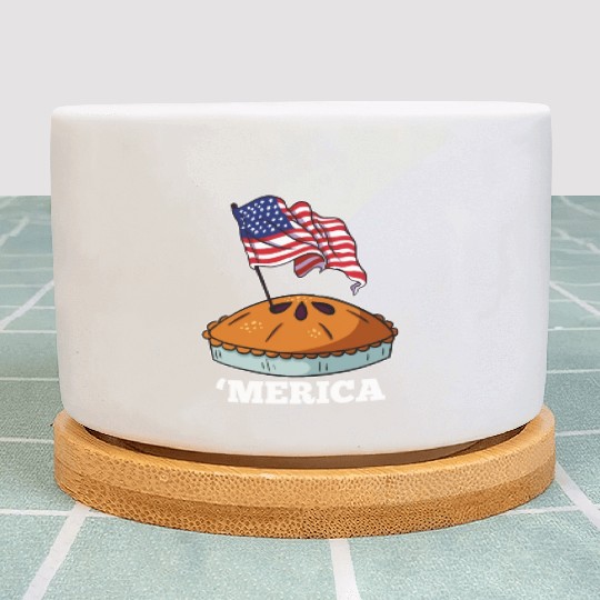 American Flag USA Apple Pie Merica 4th of July Plant Pots