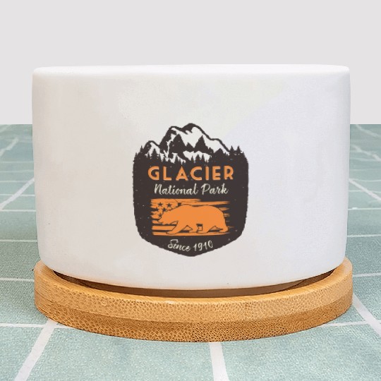 Glacier National Park Us Flag Grizzly Bear Plant Pots