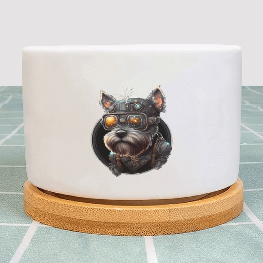 Steampunk Miniature Schnauzer Plant Pots