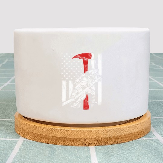 Firefighter Red Axe Distressed Fire American Plant Pots